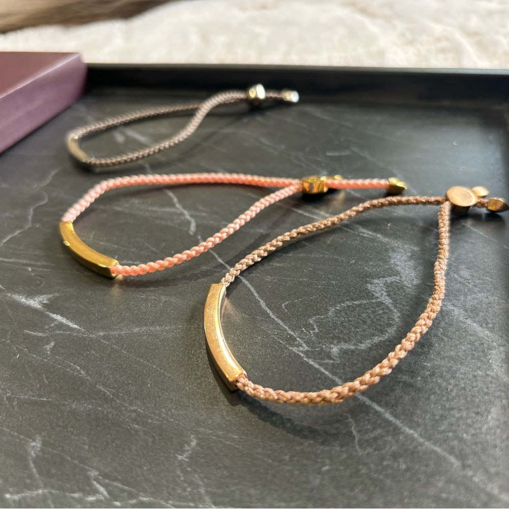 3x Monica Vinader Linear Friendship Bracelet - Rose Gold / Gold / Silver